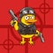 Duck Soldier wear helmet and two guns hunting