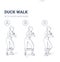 Duck Walk Home Workout Female Exercise Guidance Outline Concept.