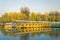 Duckling boat in Fall colors lake