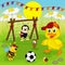 Duckling and insects play football