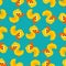 Duckling pattern seamless. Duck background. Water bird vector ornament. Baby cloth texture