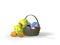 Duckling Sleeping against an Easter Basket