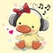 Ducklingl Girl with headphones and hearts