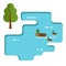 Ducks family swimming in the lake. Flat illustration.