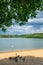 Ducks on the shore of Ruislip Lido Lake