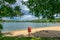 Ducks on the shore of Ruislip Lido Lake