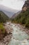 Dudh Koshi snow river in mountain valley in Nepal