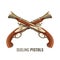 Dueling pistols with luxurious vintage design of wood and metal