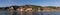 Duernstein Cityscape Panorama in the Wachau with River Danube, Blue Church Tower and Kuenringer Castle