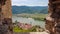 Duernstein - Panoramic aerial view of idyllic town of Duernstein, Austria in Krems an der Donau, Lower Austria