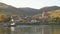 Duernstein town on a  the Danube river bank in the autumn Wachau valley, Austria