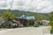 Duero, Bohol, Philippines - Driving through the town of Duero. The blue roofed Immaculate Conception Parish Church