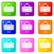 Duffel icons set 9 color collection