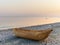 Dug out longboat at the beach of lake Malawi