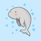 Dugong cartoon hand drawn style