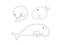 Dugong dugon sea ocean animal in line doodle art style. Line vector icon of the dugong.
