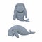 Dugong marine mammal animal set illustration vector