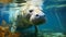 Dugong swimming underwater , photo realistic , AI generated