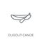 dugout canoe linear icon. Modern outline dugout canoe logo conce