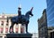 Duke of Wellington with traffic cones outside GoMA, Glasgow, Scotland