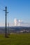 Dukovany nuclear power plant in the Czech Republic, Europe. Smoke cooling towers. There are clouds in the sky. In the foreground