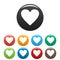 Dull heart icons set color