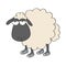 Dull sheep in shoes, standing and looking stupid