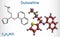 Duloxetine antidepressant drug molecule. It is used to treat anxiety disorder, neuropathic pain, osteoarthritis. Structural