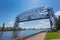 Duluth aerial lift bridge with the road deck in raised position