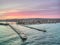 The Duluth Lift Bridge and Piers during Sunset in Minnesota Summer