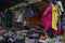 Dumaguete, the Philippines - 27 July 2018: Cheap colorful clothes on local market store. Second hand wear stall.