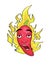 Dumb looking illustration of Chilli pepper on fire