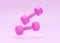 Dumbbell 3d render icon - pink healthy equipment, realistic gym barbell and fit execise accessories for woman