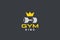 Dumbbell barbell with crown Logo design for GYM Fitness Sport club vector design template