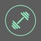 Dumbbell circular line icon. Gym, fitness Round colorful sign. Flat style vector symbol.