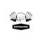 Dumbbell. Fist. Bodybuilding logo label badge. Hand holding dumbbell. Sport sign. Vector.