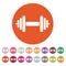 The dumbbell icon. Barbell symbol. Flat