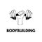 Dumbbell icon. Bodybuilding label. Hand holding weight. Sport equipment. FFitness badge. Vector.