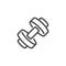 Dumbbell icon. Label for sports shop, gym, fitness class, athletic training. Healthy lifestyle and workout concept