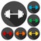 Dumbbell icons set with long shadow