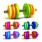 Dumbbell Lifting Sportive Equipment Set Vector