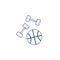 Dumbbells and basketball ball flat line icon.