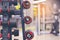 Dumbbells and diverse equipment for exercise strong muscle in fitness Gym