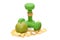 Dumbbells for fitness, green apple and centimeter measuring tape