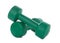 Dumbbells for fitness green on a white isolated background. Sport equipment