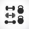 Dumbbells and kettlebells vector icon