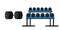 Dumbbells rack illustration. Weight lifting zone equipment vector drawing. Fitness club, bodybuilding gym. Barbells set