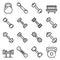 Dumbell icons set, outline style