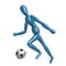 Dummy figure playing soccer ball