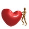 Dummy figure pushing heart for love